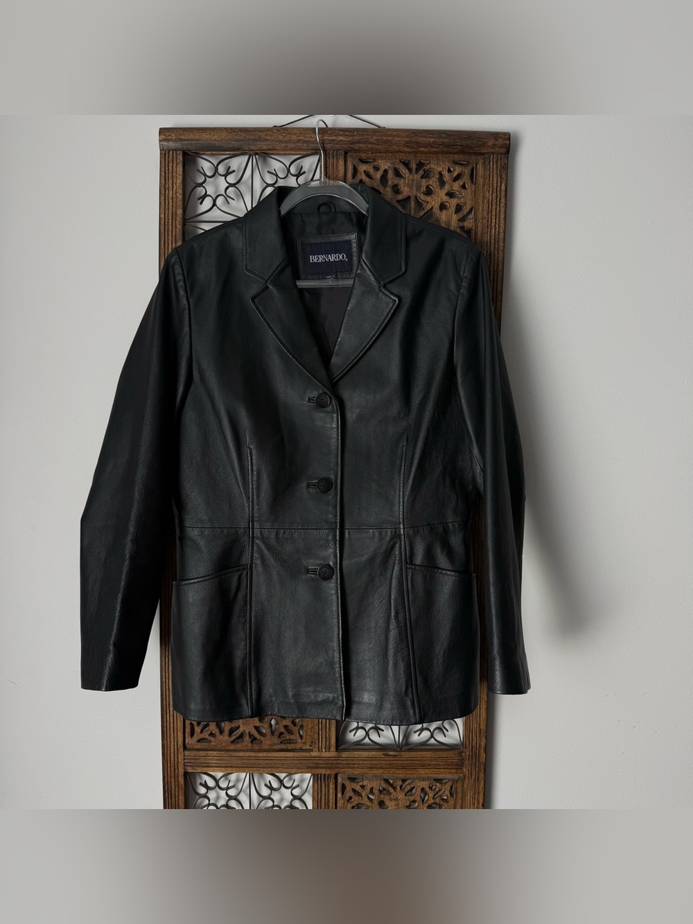 Bernardo Black Leather Button-Front Jacket